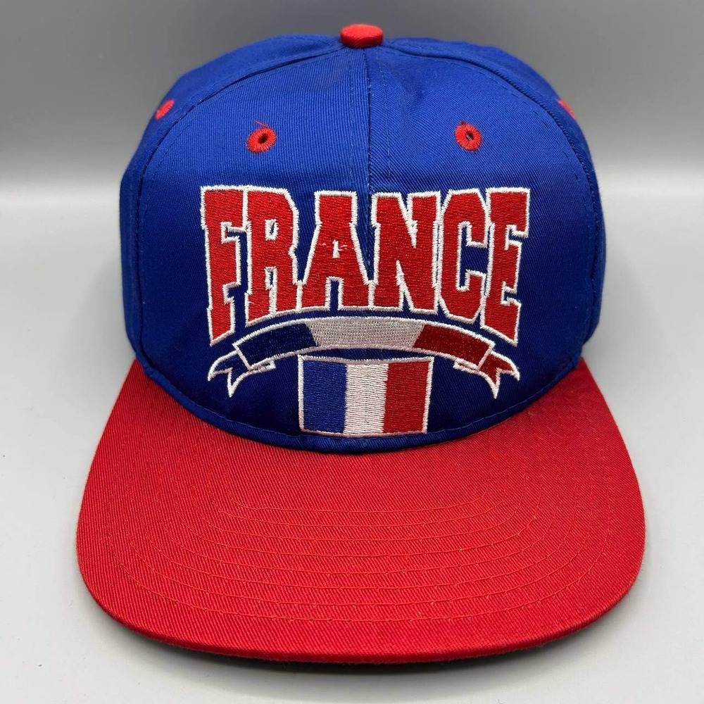 Vintage France Flag Hat Men Blue Red Embroidered Eclipse Snap Back Cap New
